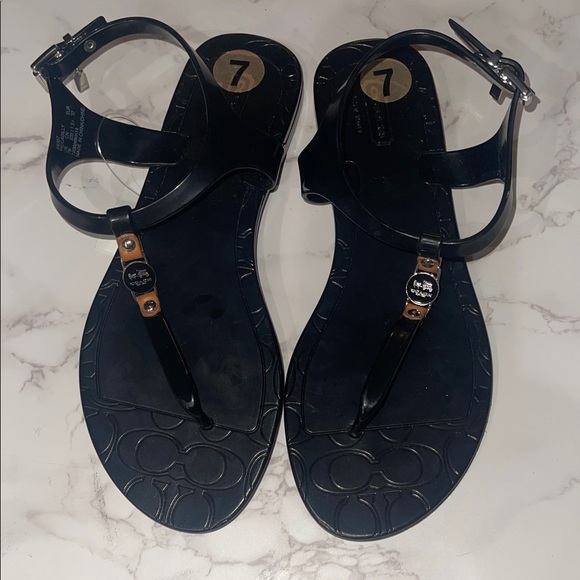 Coach Piccadilly Black Jelly Sandals - Picture 1 of 8